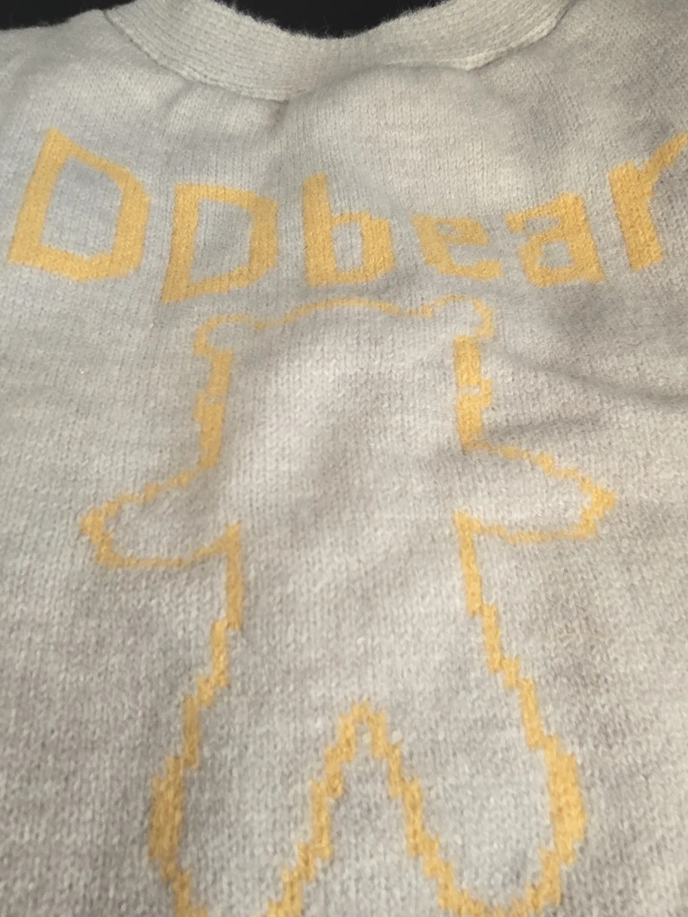 Dog Light Gray Knit Sweater with Yellow Bear Motif